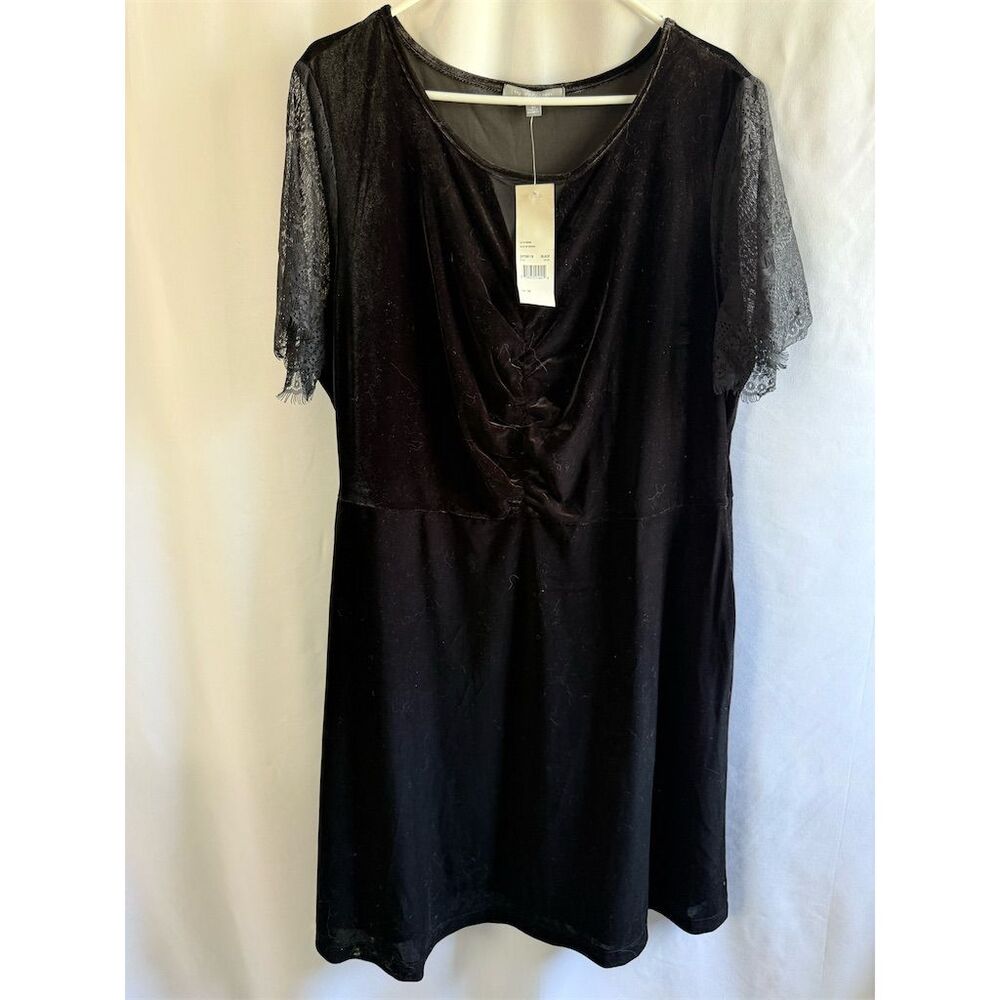 Women's 3X Black Lace Sleeve Knee Length Dress Party Cocktail